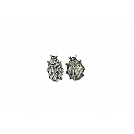 BOUCLES D'OREILLES PUCE COCCINELLE VIEIL ARGENT