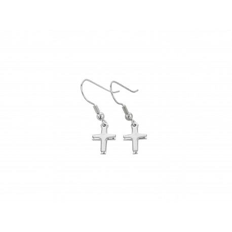 BOUCLES D'OREILLES PENDANTES CROIX DOREES