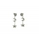 BOUCLES D'OREILLES PENDANTES SOLEIL LUNE ET ETOILE VIEIL ARGENT