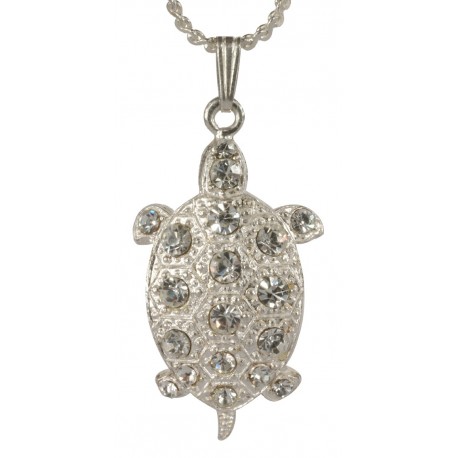 Pendentif Petite Tortue Diamant Argenté