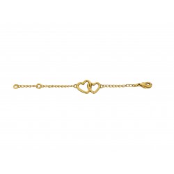 BRACELET CHAINE DOUBLE COEUR DORE