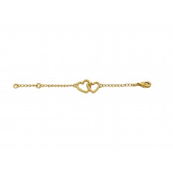 GOLD PLATED DOUBLE HEART CHAIN BRACELET