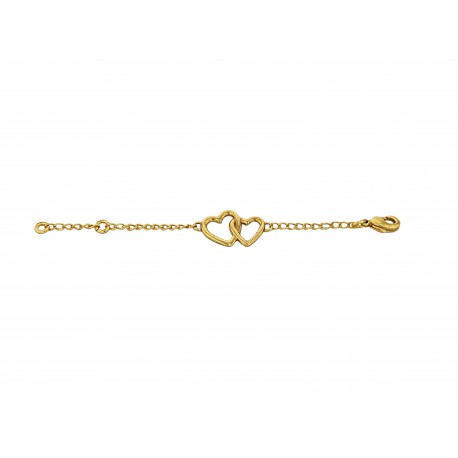 BRACELET CHAINE DOUBLE COEUR DORE