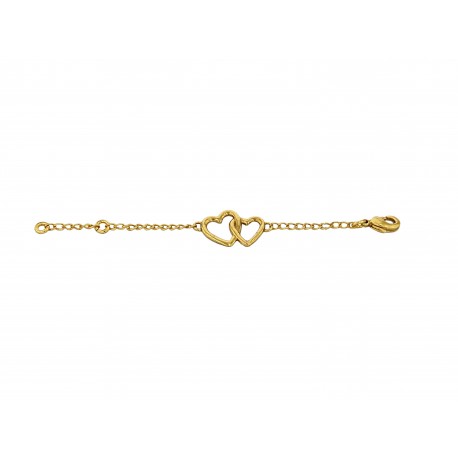 GOLD PLATED DOUBLE HEART CHAIN BRACELET