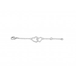 Bracelet chaine double coeur argente