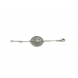 OLD SILVER PLATED COMPASS CHAIN BRACELET