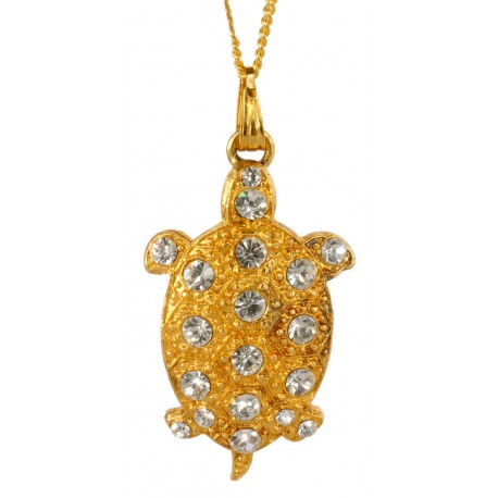 Pendentif Petite Tortue Diamant Doré