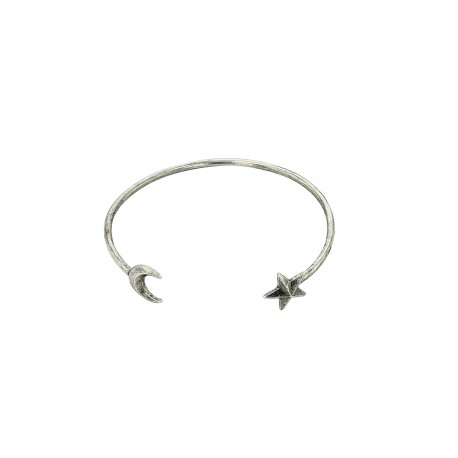 OLD SILVER PLATED STAR AND MOON BRACELET