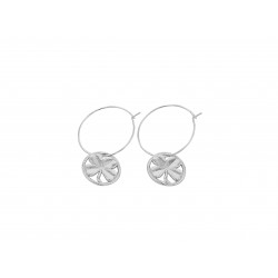 SILVER PLATED CLOVER HOOP EARRINGS