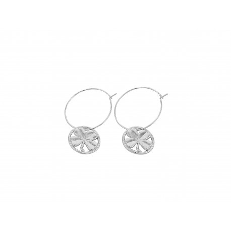 SILVER PLATED CLOVER HOOP EARRINGS