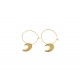 GOLD PLATED MOON HOOP EARRINGS