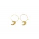 GOLD PLATED MOON HOOP EARRINGS