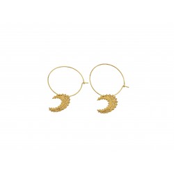 GOLD PLATED MOON HOOP EARRINGS