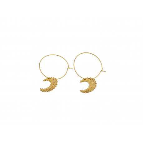 GOLD PLATED MOON HOOP EARRINGS