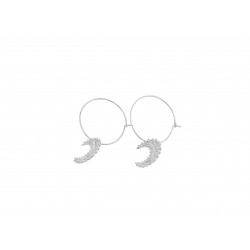 SILVER PLATED MOON HOOP EARRINGS