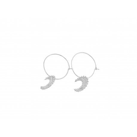 SILVER PLATED MOON HOOP EARRINGS