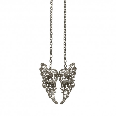 SILVER PLATED FILIGREE WING BACK NECKLACE