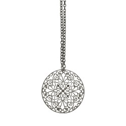 SILVER PLATED FILIGREE ROUND LONG NECKLACE