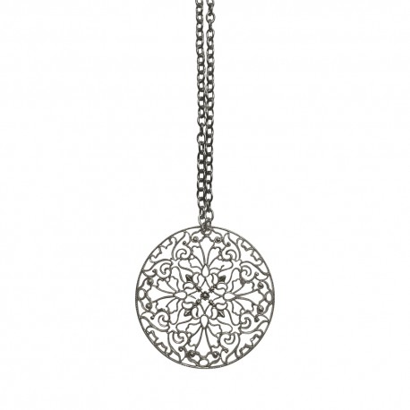 SILVER PLATED FILIGREE ROUND LONG NECKLACE