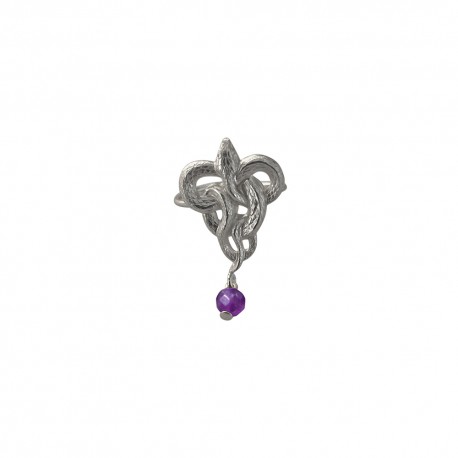 SILVER PLATED SNAKE RING WITH AMETHYST STONE
