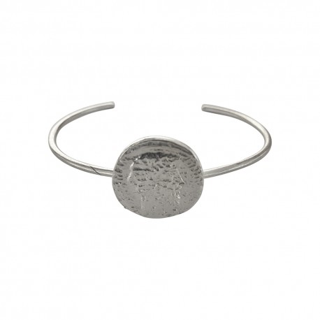 Bracelet jonc medaille barbu argente vif