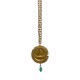 GOLD PLATED PARIS MEDAL PENDENT WITH MALACHITE STONE