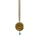 Pendentif medaille paris dore vif avec malachite