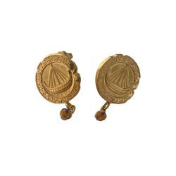 Boucle d oreille medaille paris dore vif