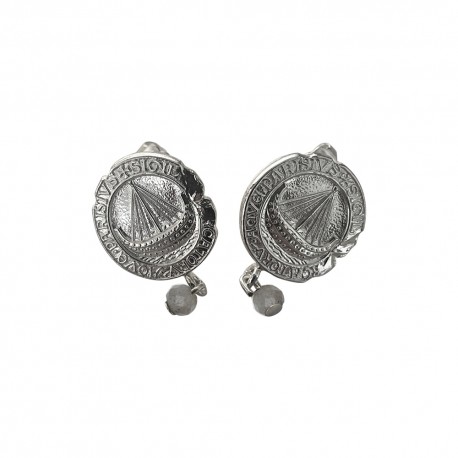 Boucle d oreille medaille paris argente vif