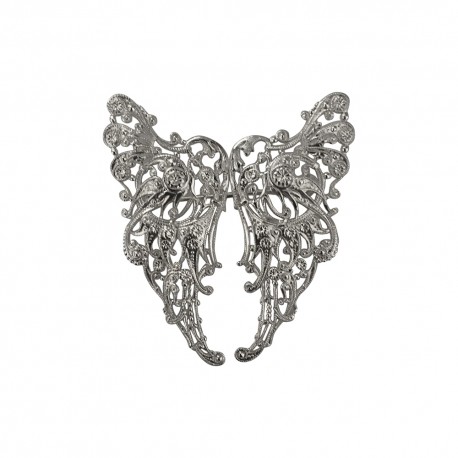 SILVER PLATED FILIGREE WING BROOCH