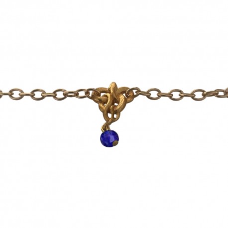GOLD PLATED SNAKE CHAIN BRACELET WITH LAPIS LAZULI STONE