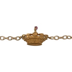 GOLD PLATED CROWN CHAIN BRACELET WITH GRENAT