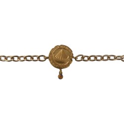 GOLD PLATED PARIS MEDAL CHAIN BRACELET WITH TIGER EYE STONE