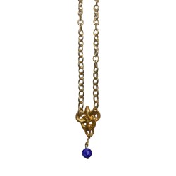 Pendentif serpent enlace dore vif avec lapis lazuli