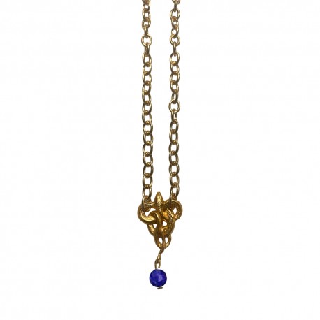 GOLD PLATED SNAKE PENDENT WITH LAPIS LAZULI STONE