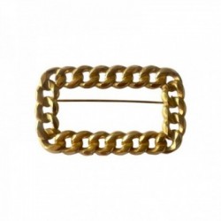 BROCHE CHAINE RECTANGLE  DORE VIF