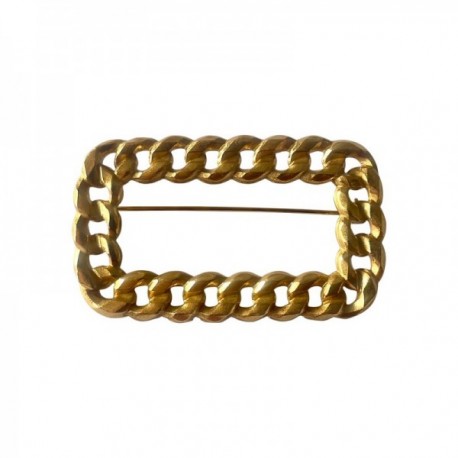 BROCHE CHAINE RECTANGLE  DORE VIF