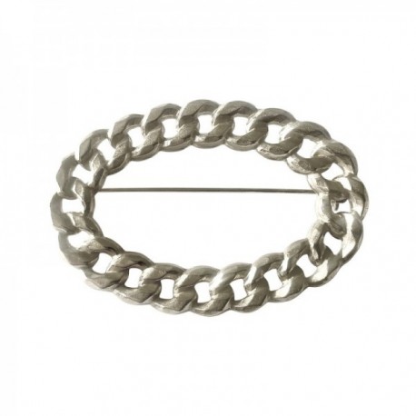 BROCHE CHAINE OVALE ARGENTE VIF