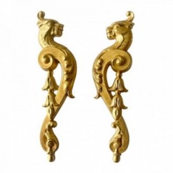 BOUCLE D OREILLE PUCE DRAGON DORE VIF