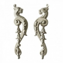 BOUCLE D OREILLE PUCE DRAGON ARGENTE VIF