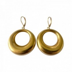 BOUCLE D OREILLE DORMEUSE CERCLE RECTO VERSO DORE VIF