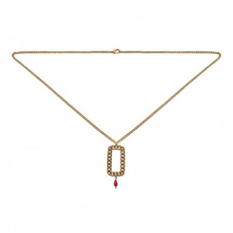 GOLD PLATED RECTANGULAR NECKLACE WITH GORGONE STONE  NECKLACE