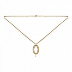 SAUTOIR  CHAINE OVALE DORE VIF AVEC SWAROVSKI TOPAZE