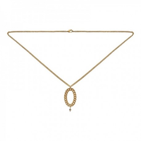 GOLD PLATED OVAL NECKLACE WITH TOPAZ SWAROVSKI  NECKLACE