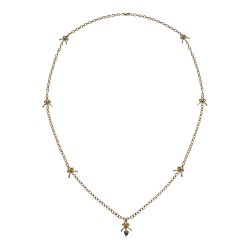 SAUTOIR  PETIT NOEUD DORE VIF AVEC ONYX NOIR