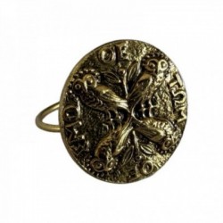 BAGUE MEDAILLE 4 CHOUETTES DORE VIF PATINE