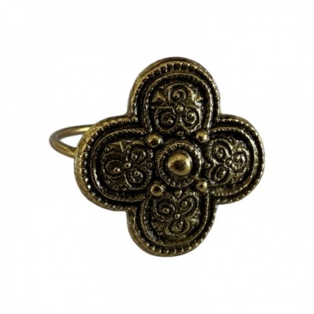 BAGUE CROIX DORE VIF PATINE