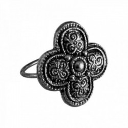BAGUE CROIX ARGENT VIF PATINE