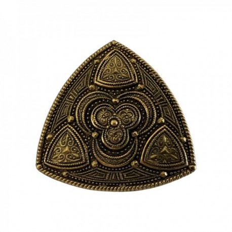 BROCHE TRIANGLE DORE VIF PATINE